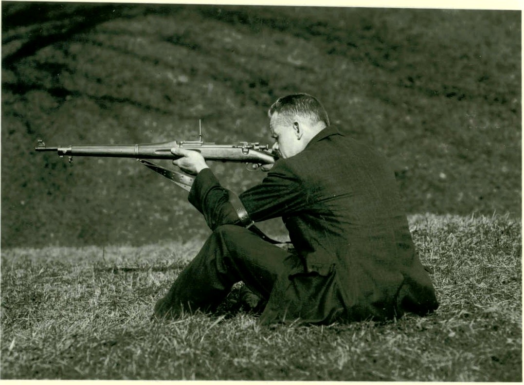 A civilians takes aim as he fires off a few rounds from the S.A. Model 1903