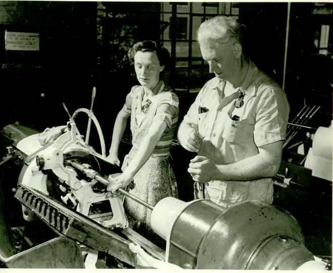 Women operating chambering machine