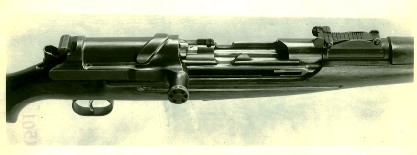 A close-up view of the action of the Bang Semi-Automatic Rifle